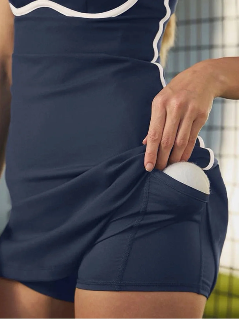 Rosa Navy Athletic Streamlined Sweetheart Dress with separate shorts - Picture 3 of 8